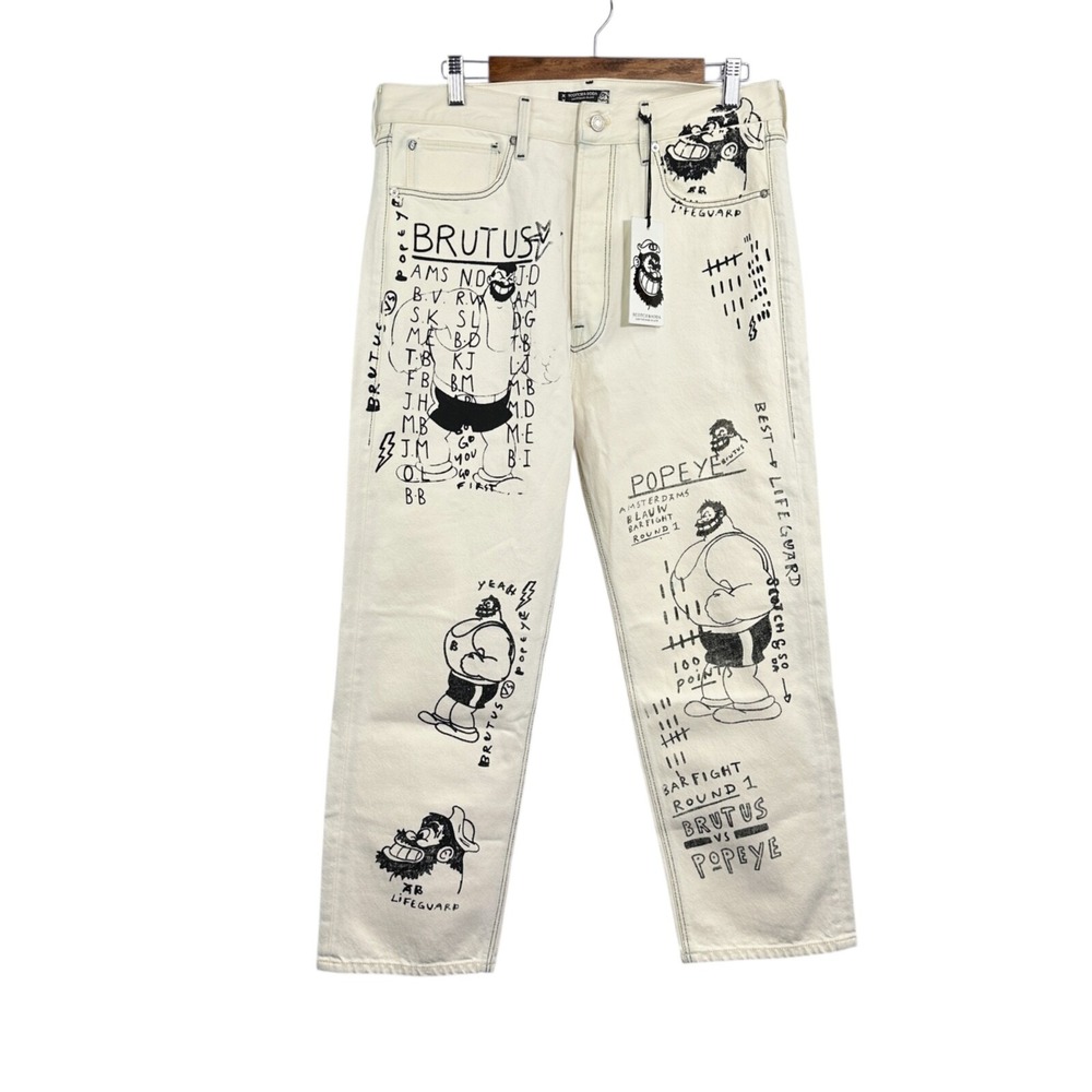 SCOTCH & SODA NWT Popeye Brutus Off-White Denim Jeans Size 32 x 26 [$245 retail]